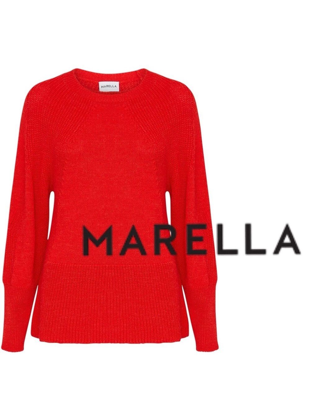 Marella Women’s Red Alpaca Blend Rib Knit Sweater XL NWT Relaxed Fit MSRP $295
